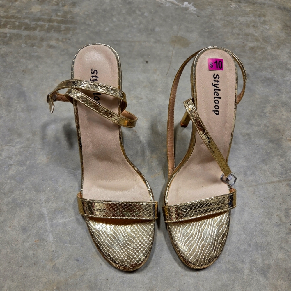 Styleloop Gold Cross Strap High Heel Women's Shoes. Size 8. Worn once.